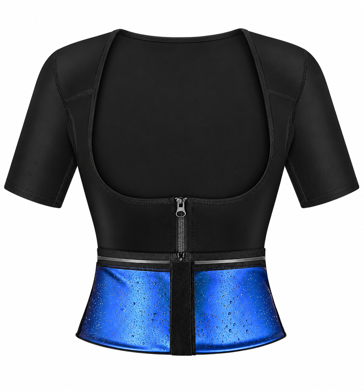 Women's black short-sleeve sauna workout top